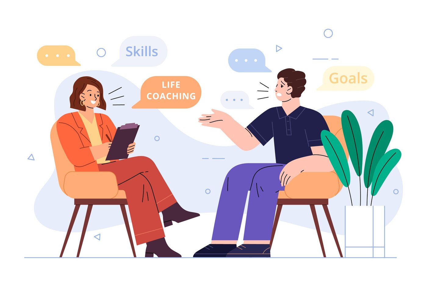 Illustration representing reflection, support, and personal growth